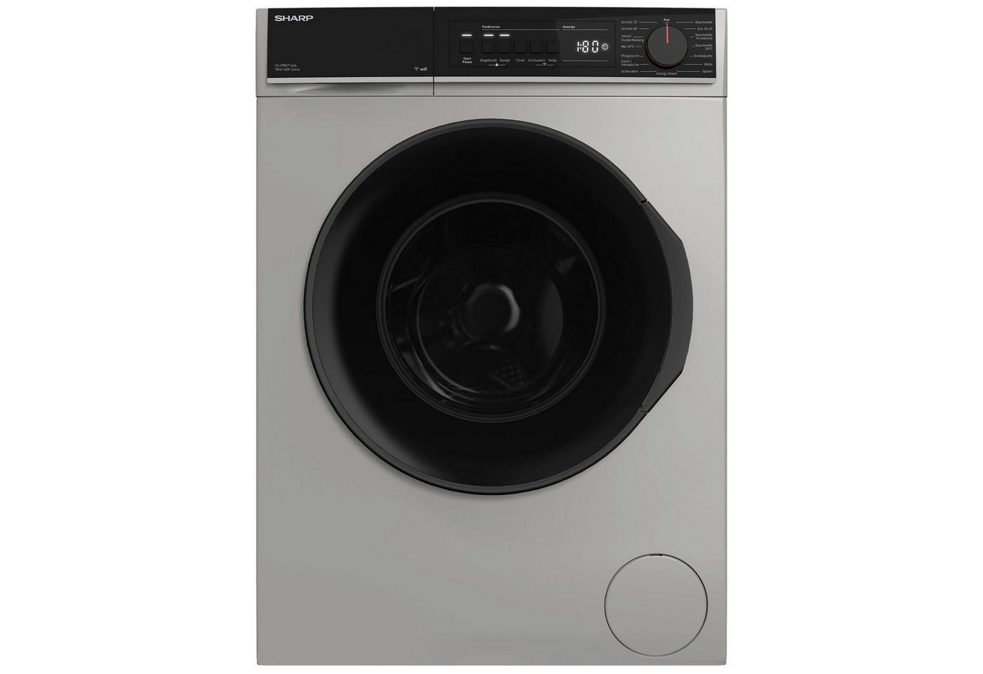 Sharp Waschmaschine ES-PRO714SA-DE, 7 kg, 1400 U/min, AquaStop, AllergySmart, Dampf, WiFi, Kindersicherung