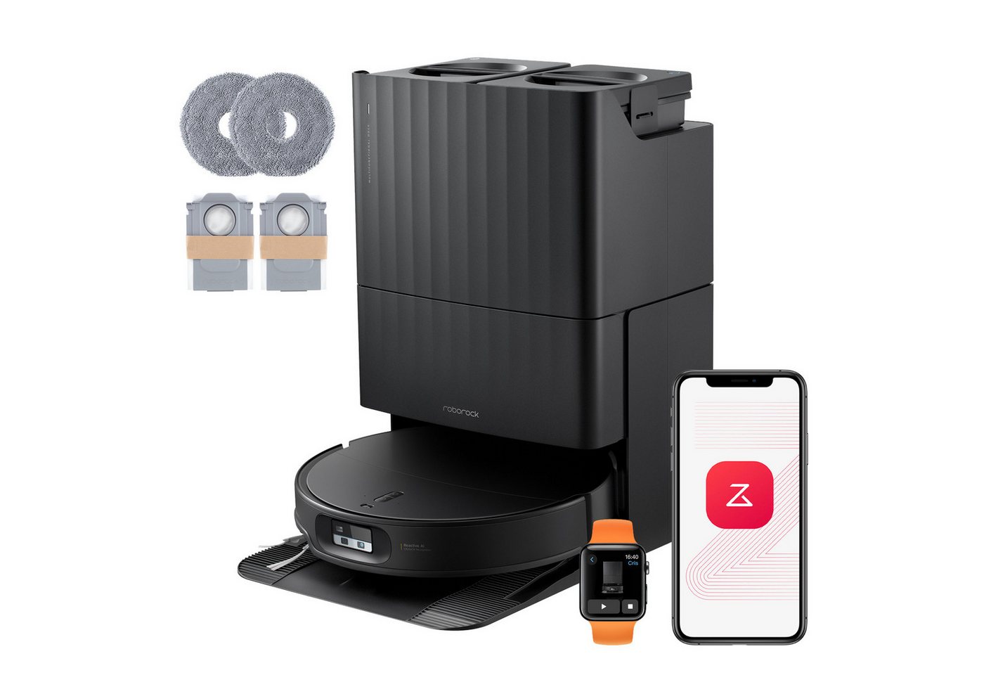 Roborock Saugroboter mit Wischfunktion Qrevo Edge 2, Dual Anti-Tangle System, 25.000 Pa